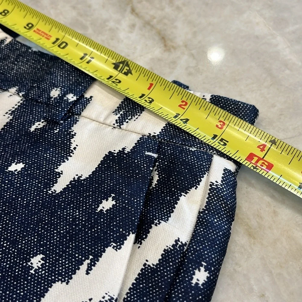 J Crew‎ Collection | Silk Ikat Print Cigarette Pants | Navy & White | Women's 6